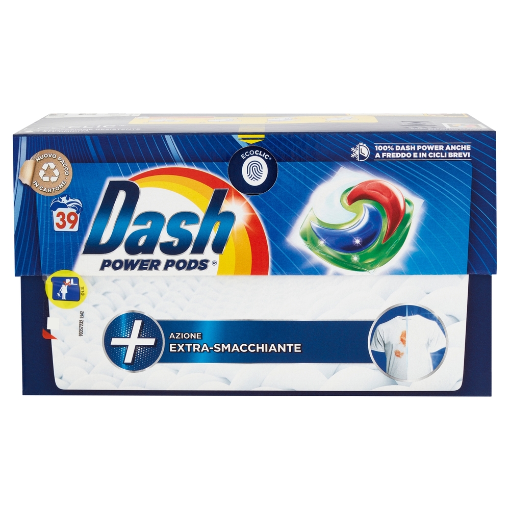 Dash Power Pods Detersivo Lavatrice Capsule, Azione Extra-Smacchiante, 39 Lavaggi 1064,7 g
